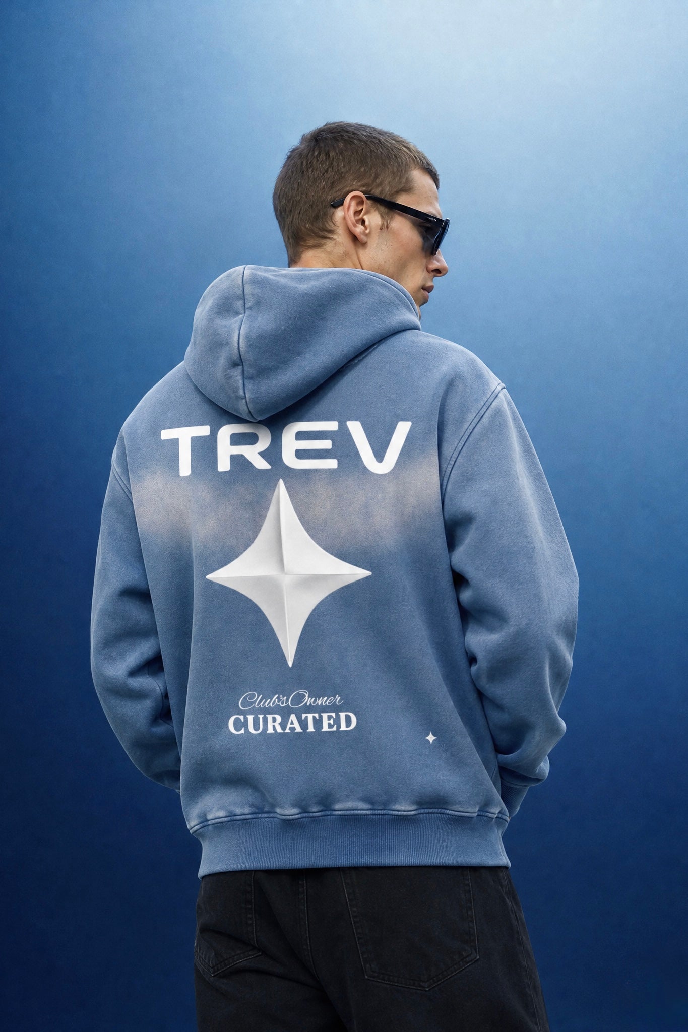 TREV Curated Club's Owner Unisex Sunfade Two-way Zipper Boxy Fleece Hoodie