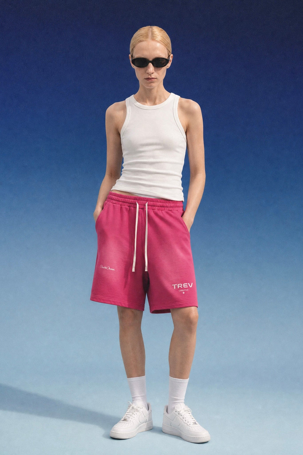 TREV Curated Unisex Club's Owner Sun Fade Raw Edge Short