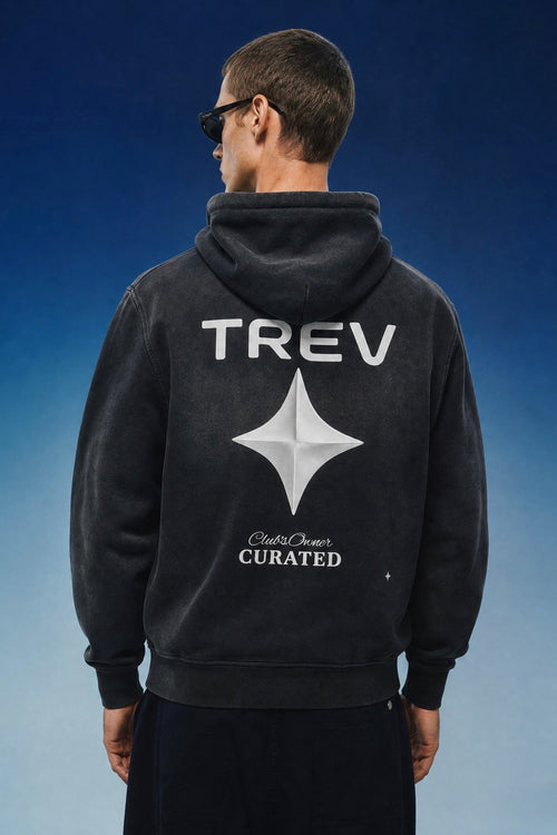 TREV Curated Club's Owner Unisex Sunfade Two-way Zipper Boxy Fleece Hoodie