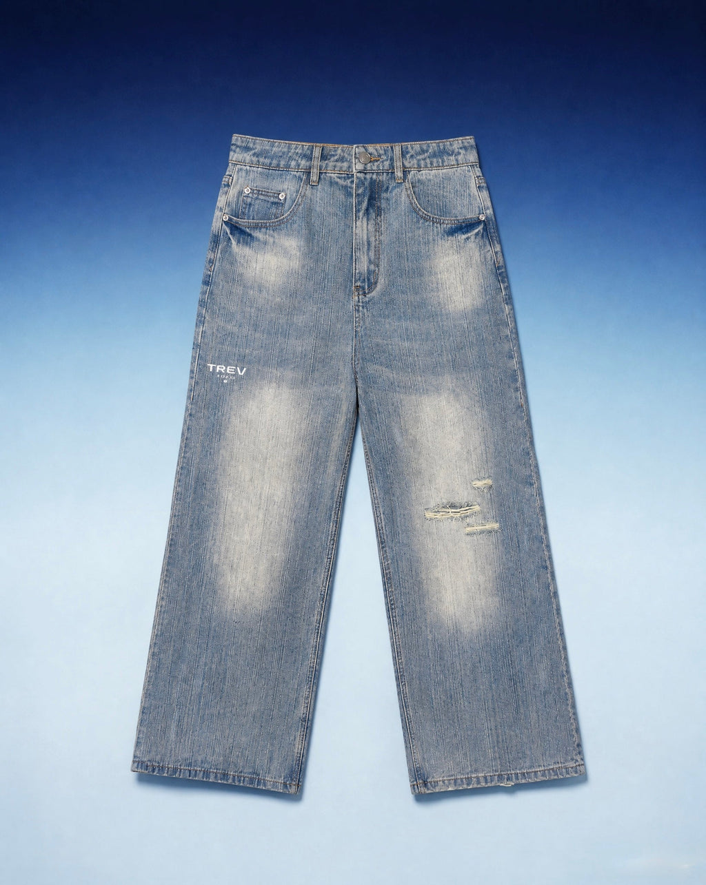 TREV Curated Unisex Vintage Wash Distressed Jean