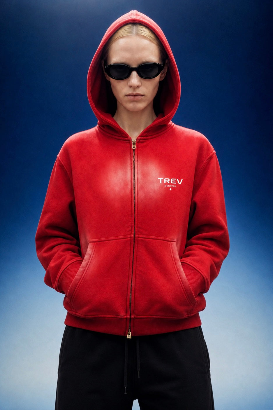 TREV Curated Club's Owner Unisex Sunfade Two-way Zipper Boxy Fleece Hoodie
