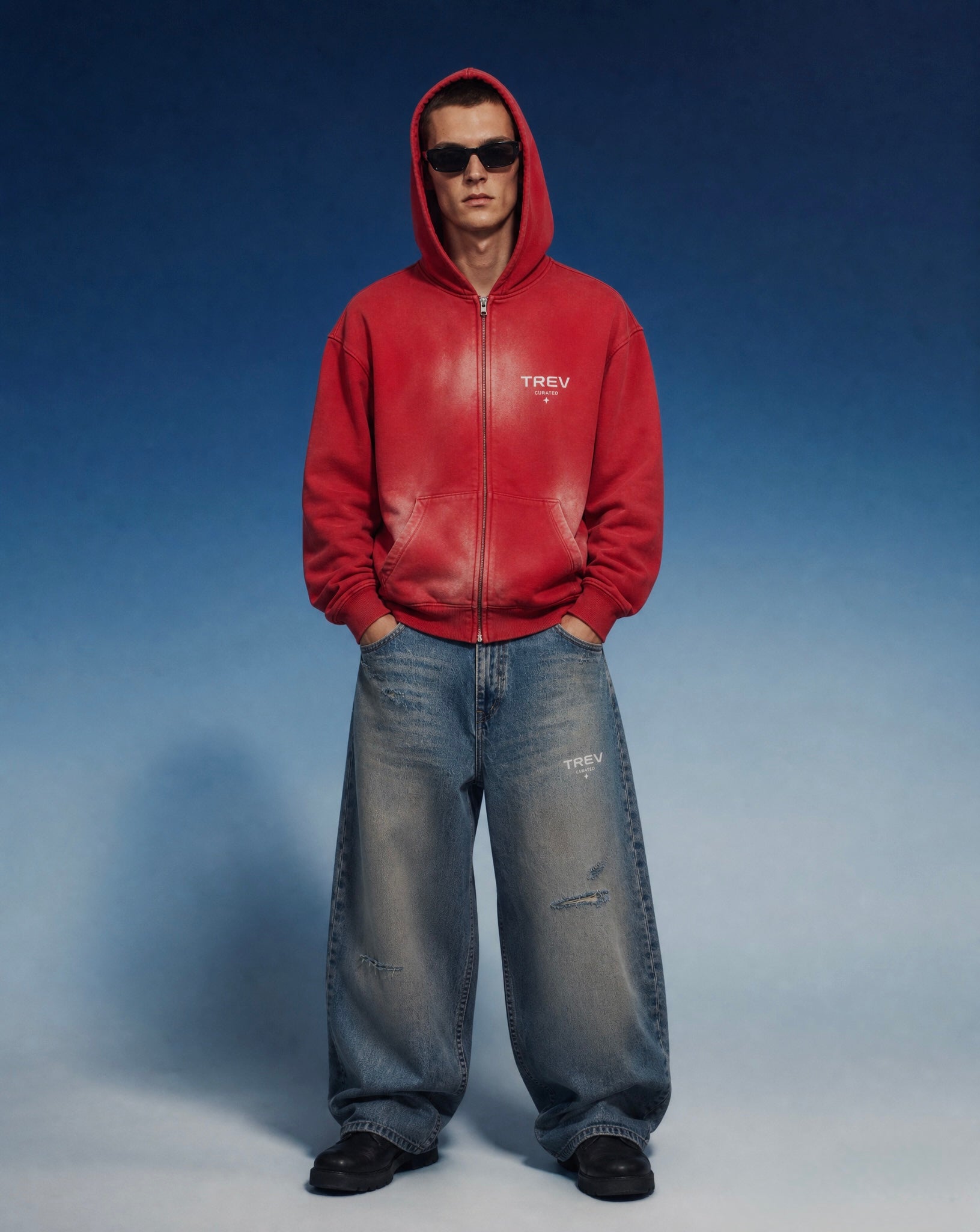 TREV Curated Men Barrel Leg Distressed Jean