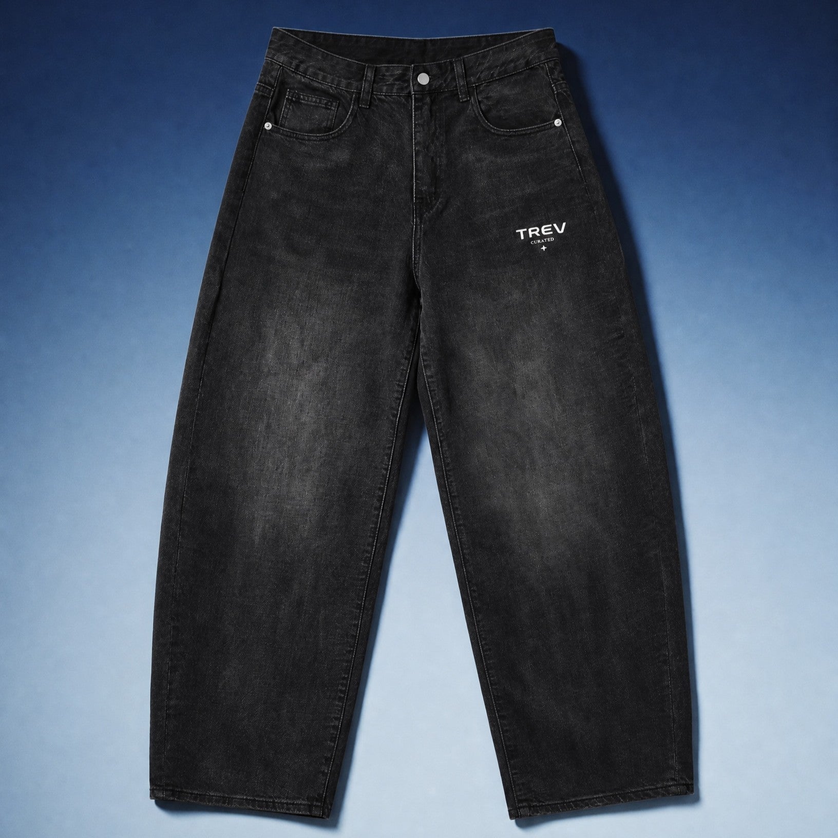 TREV Curated Men Vintage Black Barrel Leg Jean