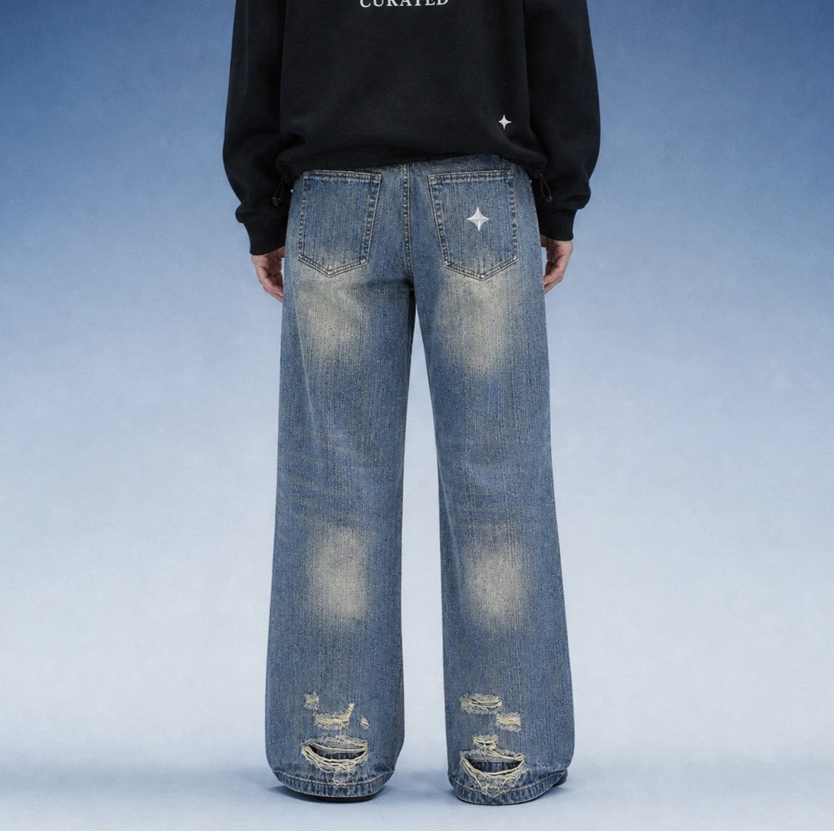 TREV Curated Unisex Vintage Wash Distressed Jean
