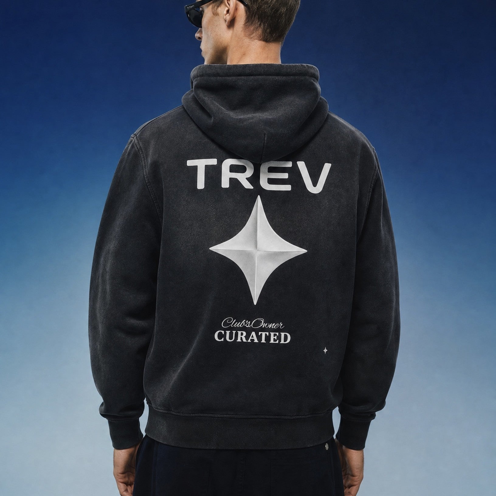 TREV Curated Club's Owner Unisex Sunfade Two-way Zipper Boxy Fleece Hoodie