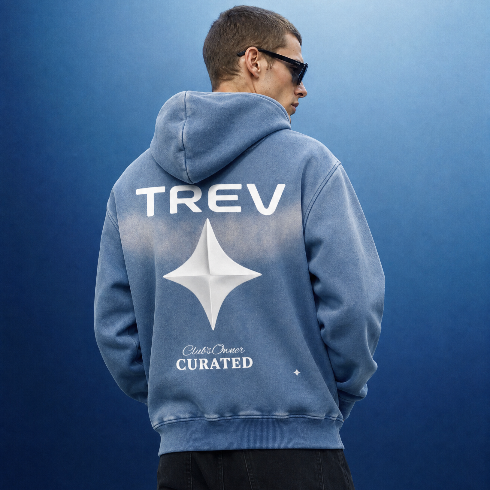 TREV Curated Club's Owner Unisex Sunfade Two-way Zipper Boxy Fleece Hoodie