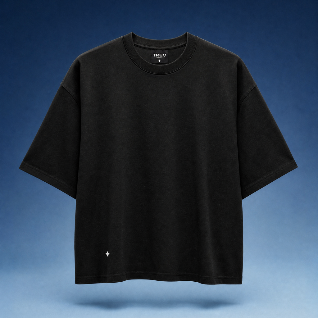 TREV Curated Unisex Black Essential Boxy T-Shirt