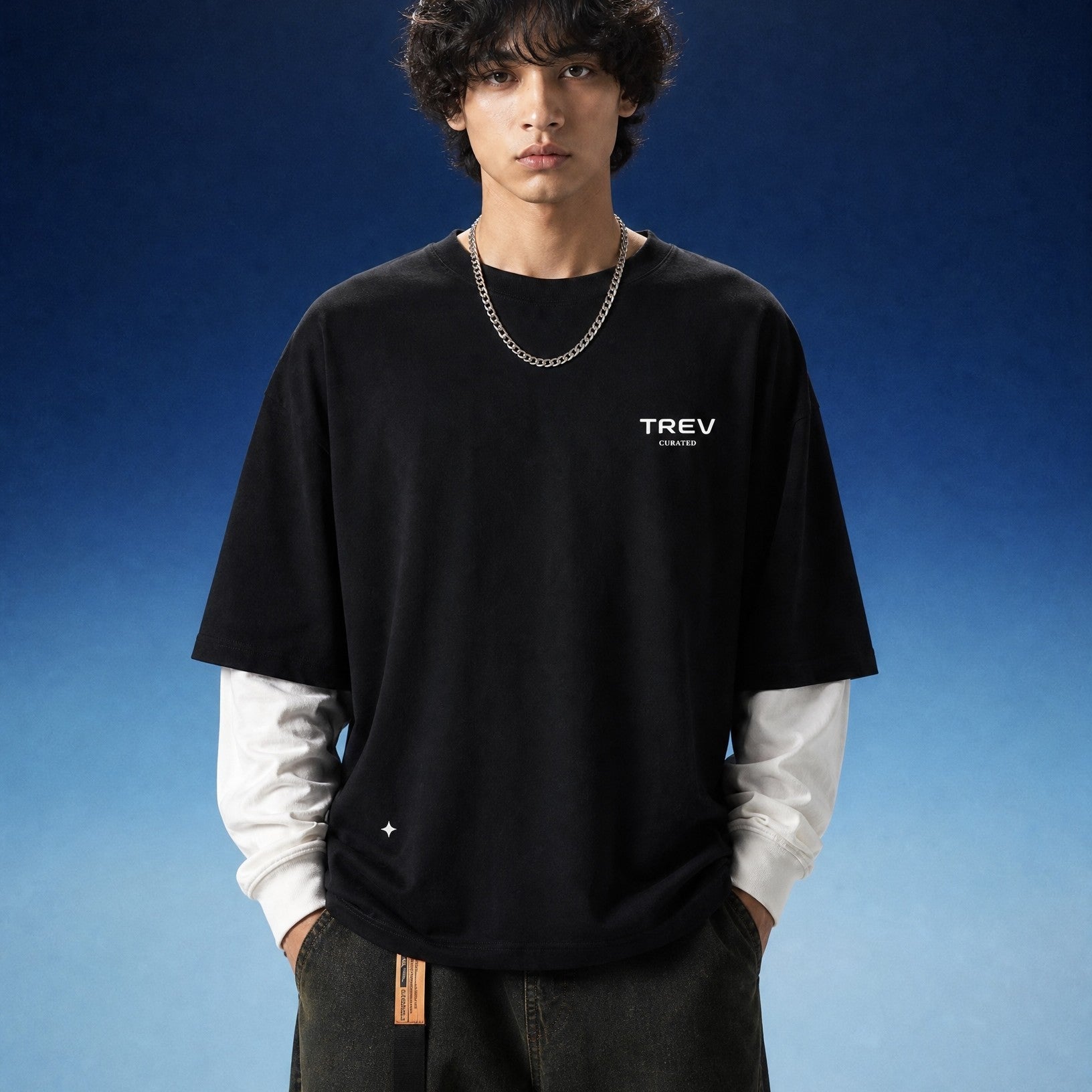 TREV Curated Layered Contrast Long Sleeve T-Shirt