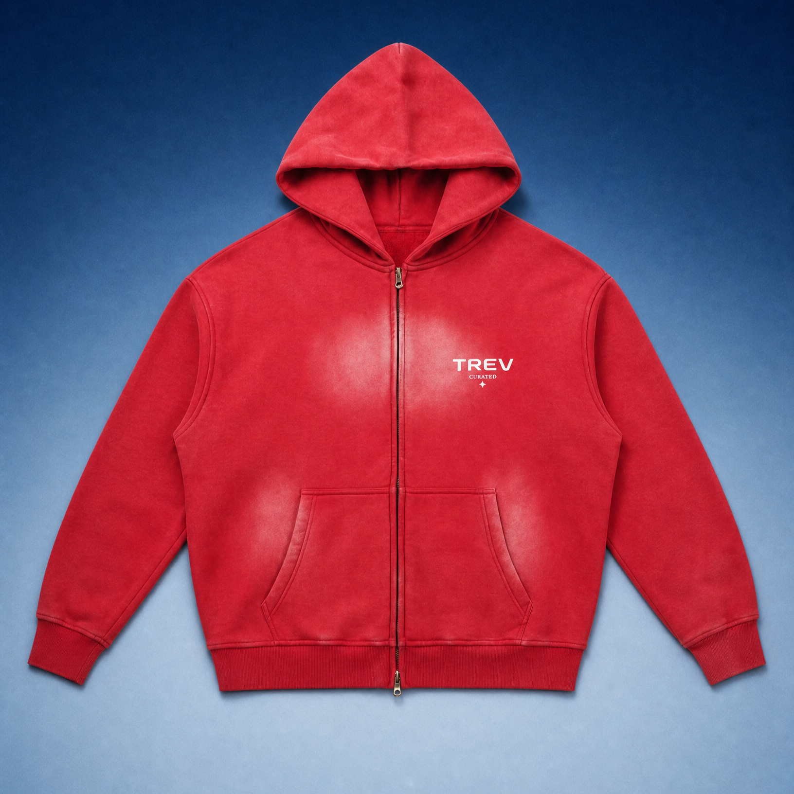 TREV Curated Club's Owner Sunfade Two-way Zipper Boxy Fleece Hoodies