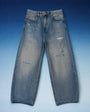 TREV Curated Men's Blue Barrel Distressed Jean 1