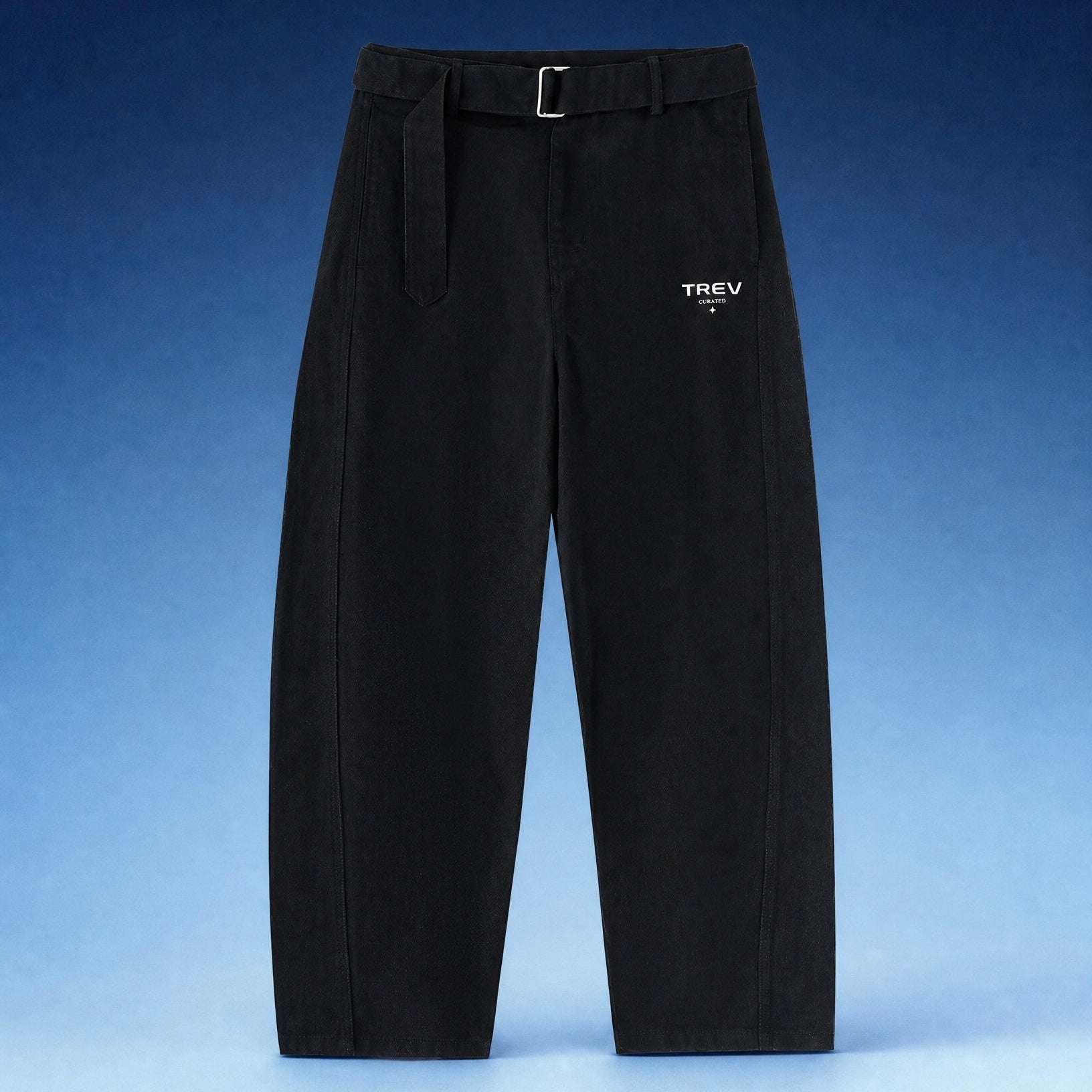 TREV Curated Women's Adjustable Waist Barrel Chino Pants Black Front