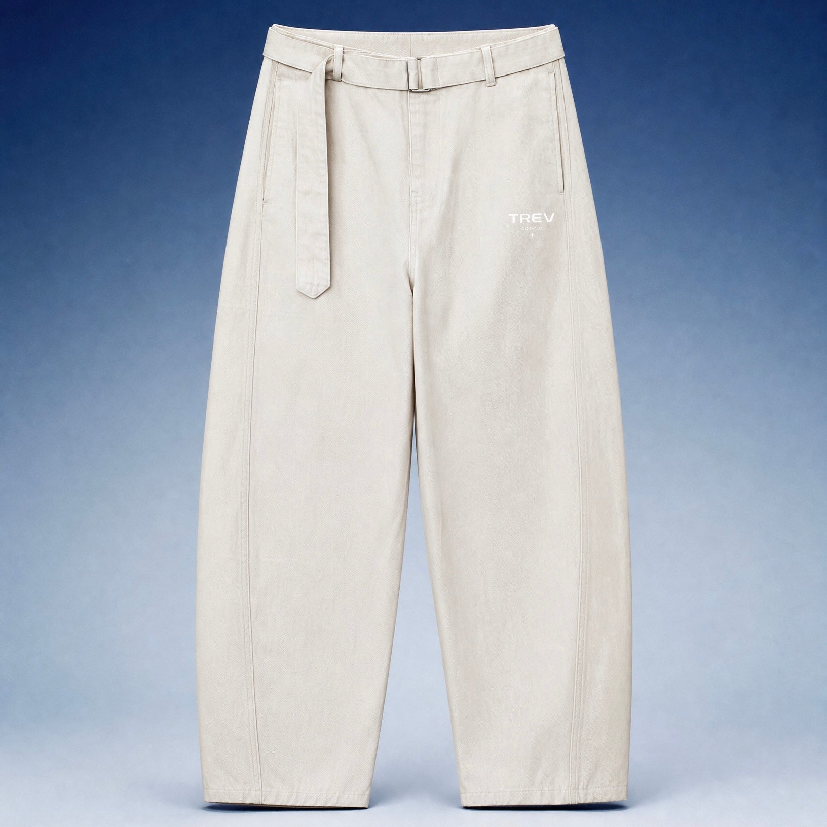 TREV Curated Women's Adjustable Waist Barrel Chino Pants White 1