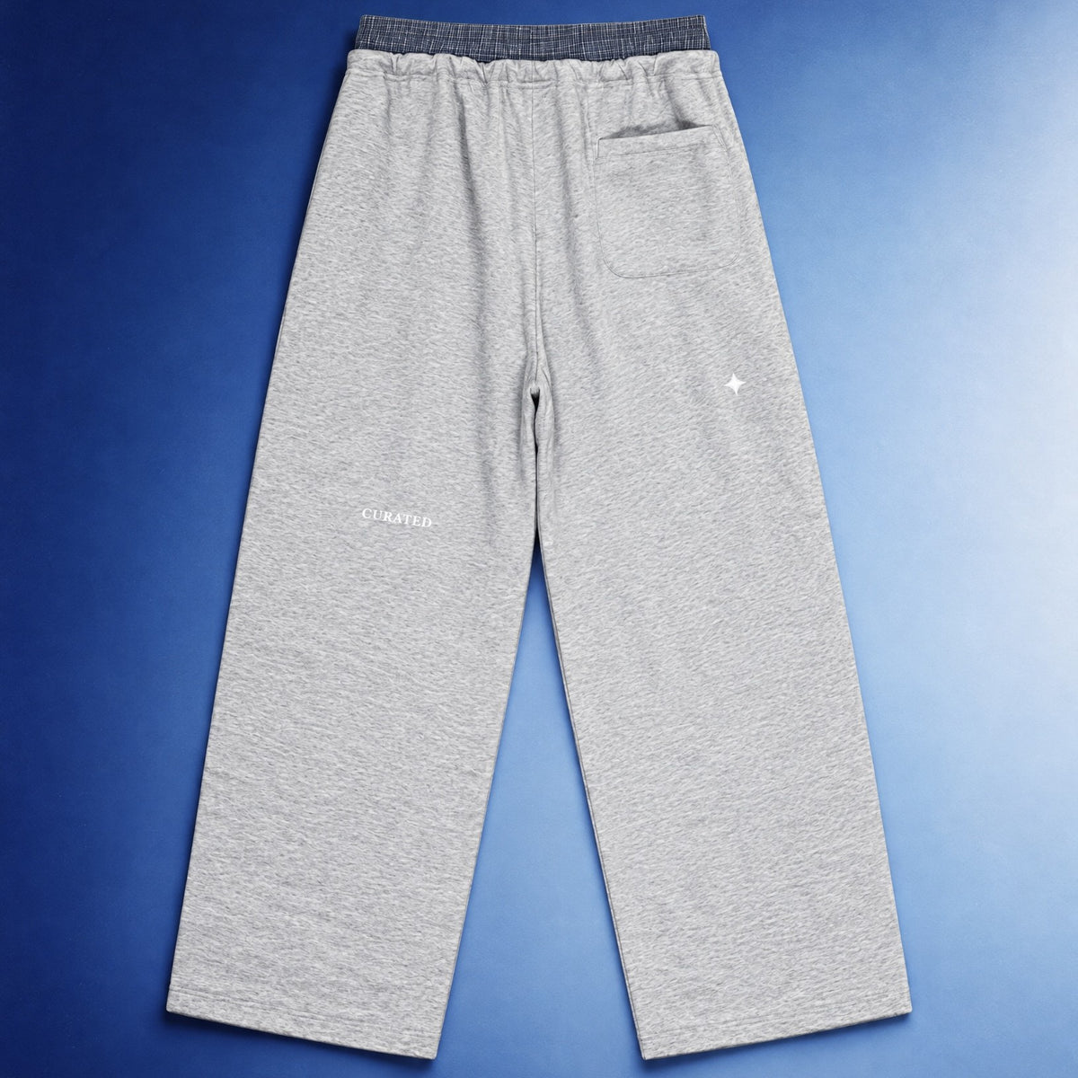TREV Curated Plaid Contrast Double Waistband Wide Sweat Pants