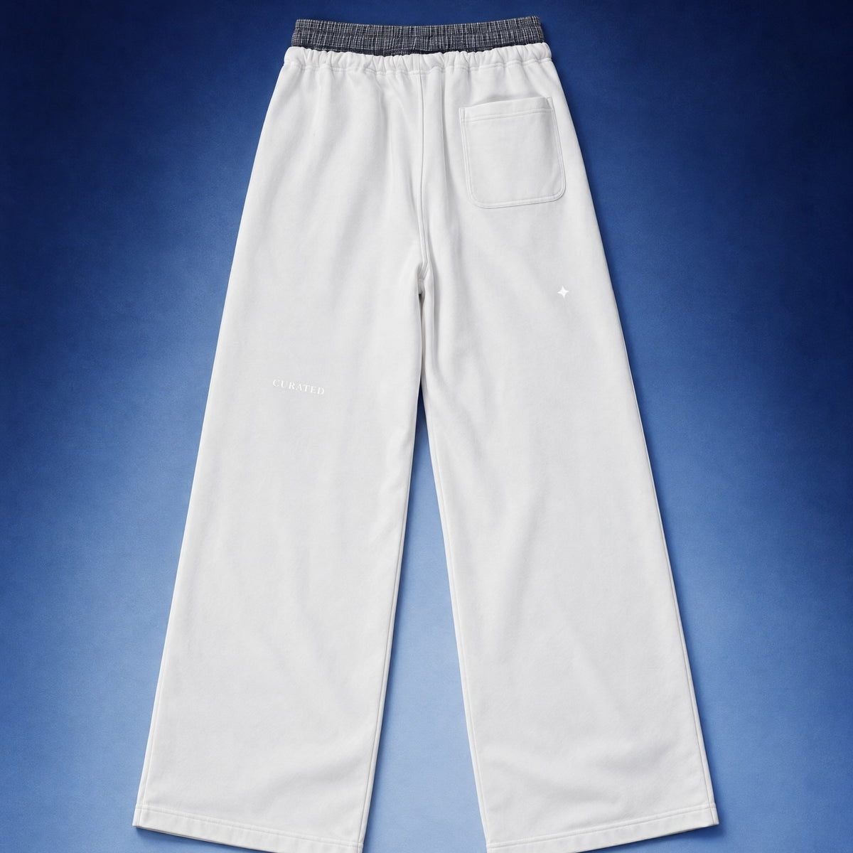 TREV Curated Plaid Contrast Double Waistband Wide Sweat Pants