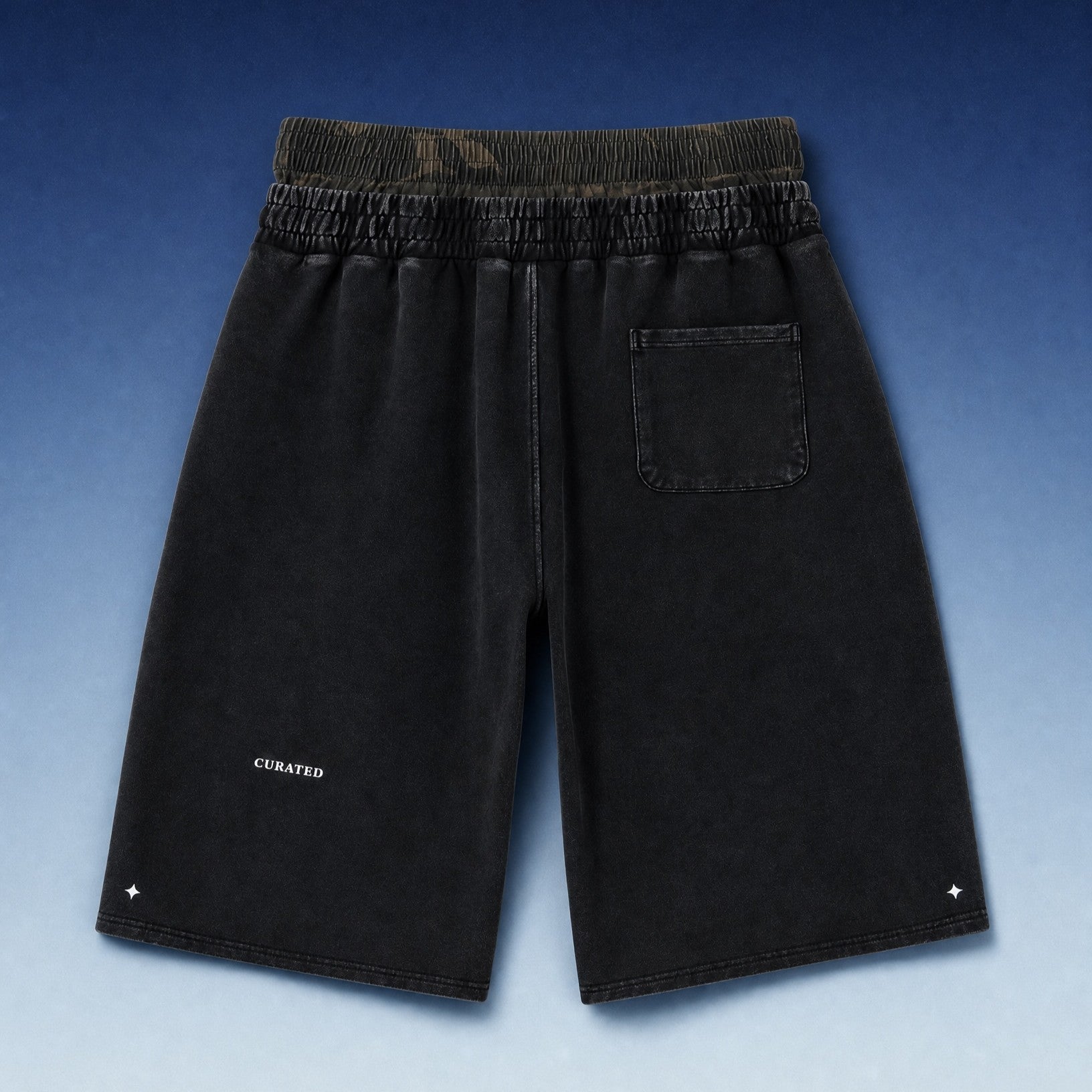 TREV Curated Men's Camo Double Waistband Vintage Wide Shorts