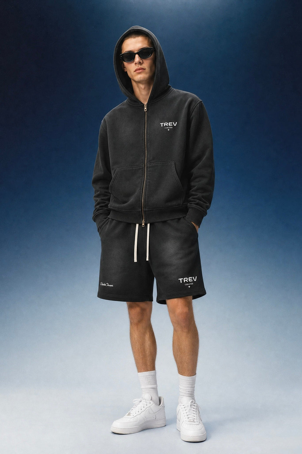 TREV Curated Unisex Club's Owner Sun Fade Raw Edge Short