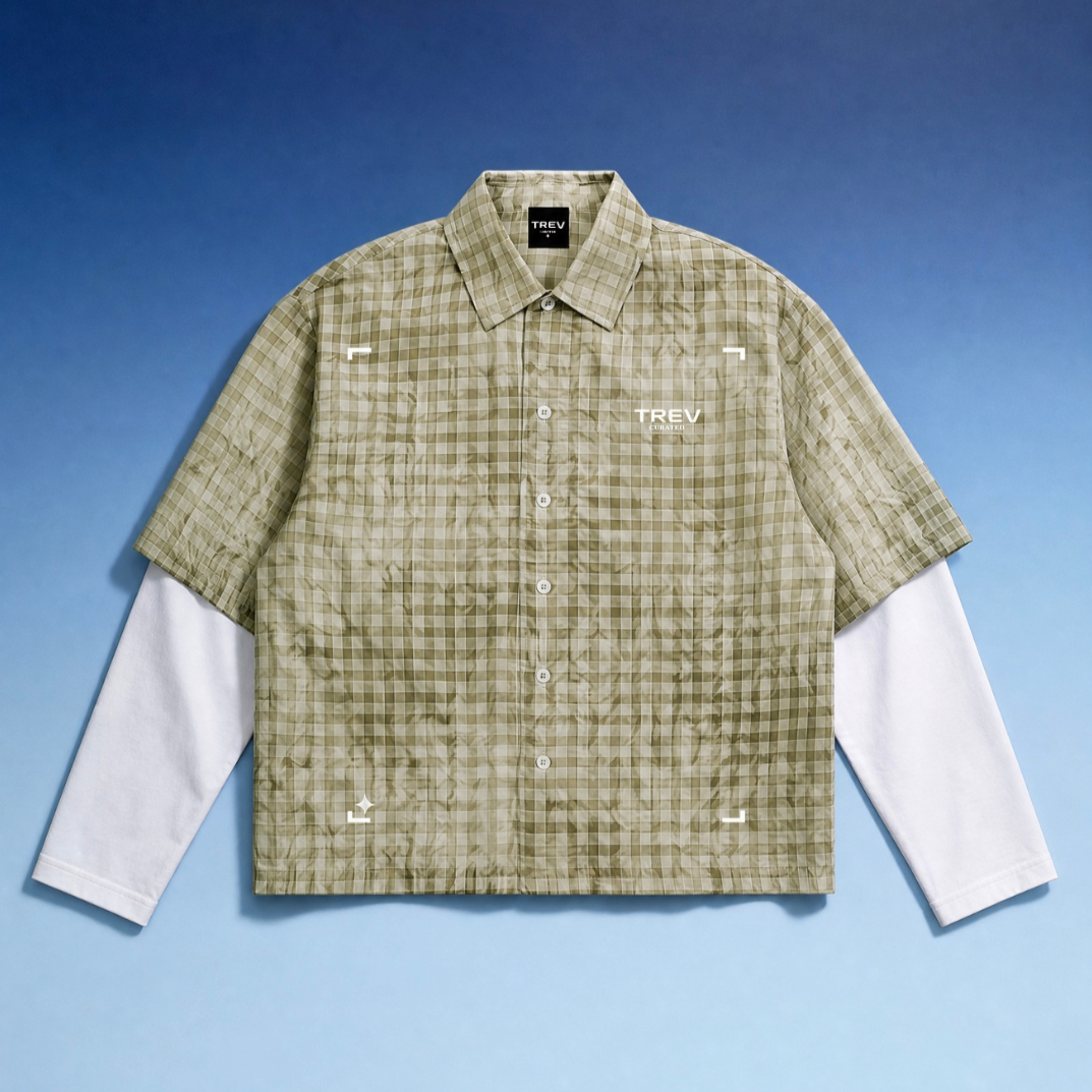 TREV Curated Unisex Acid Plaid Layers Sleeves Shirts