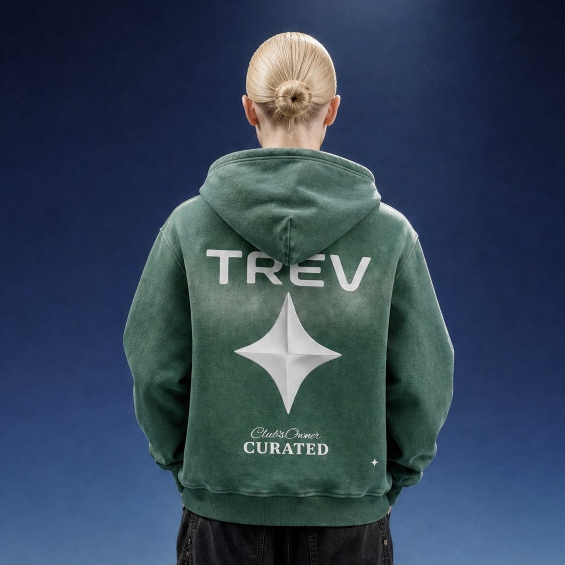 TREV Curated Club's Owner Unisex Sunfade Two-way Zipper Boxy Fleece Hoodie